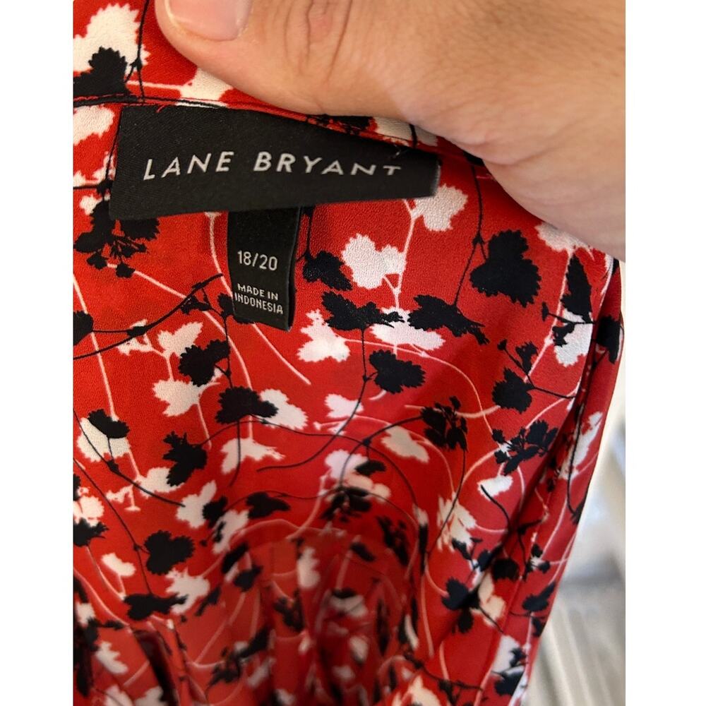 Lane Bryant Women's Size 18/20 Red Floral Button Up Blouse #0341 - Picture 6 of 12